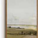 VIYYIEA Nature Framed Wall Art, View of Hilly Vintage Art Decor Room Aesthetic, 12x16 Inch Canvas Print Artwork, Farmhouse Landscape Painting Wall Decor for Bedroom Bathroom Office