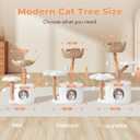 Easyego Modern Cat Tree, 26.3" Aesthetic Wood Cat Tree Tower, Luxury Cat Condo with Scratching Posts and Flower Platforms, Cat Furniture, Pure White