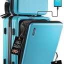 TRAVELARIM 20 Inch Carry On Luggage 22x14x9 Airline Approved, Carry On Suitcase with Wheels, Hard-shell Carry-on Luggage, Durable Luggage Carry-On, Teal Small Suitcase with Cosmetic Case