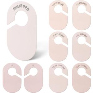 Baby Closet Dividers, Double Sided Nursery Clothes Size Separators for Newborn to 2T, Round, Pink, 8 Pcs