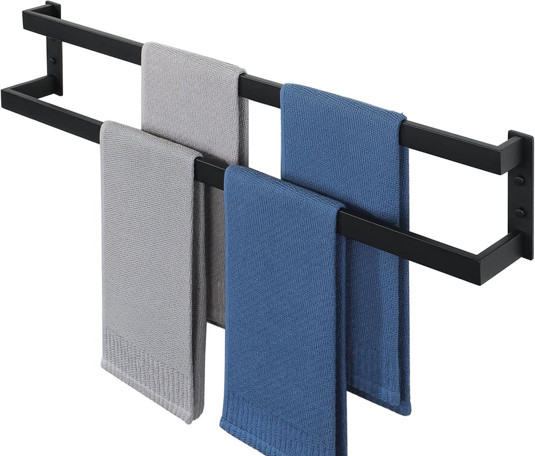 Alise Double Towel Bar 32", SUS304 Stainless Steel Towel Racks for Bathroom Wall Mounted, Space Saving Bathroom Towel Holder, Long Towel Hanger, Matte Black