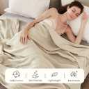 EMME Cotton Blanket Queen Size for Bed Soft Muslin Bed Blankets 90"x90" Light Tan Lightweight Breathable Bedspread Coverlet All Season Gauze