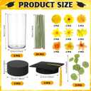 FoldTier 38 Pcs 2026 Graduation Table Centerpieces Set, DIY Grad Party Decorations with Mason Jar Style Vases, Felt Caps, Artificial Flowers, Eucalyptus Sprigs, Class of 2026 Table Decor Gifts(Yellow)
