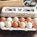 90 Egg Cartons- Adorable Printed Vintage Design for Farm Fresh Eggs, Recycled Paper Cardboard, Sturdy & Reusable, Carton Holds up to XL Chicken Eggs (90, Locally Laid Hen)