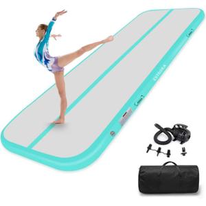 Estgora Gymnastics Mat for Tumbling Tumble Track, Thick Inflatable Gymnastic Training Equipment For kids At Home Gym Cheerleading with Electric Pump, 13ft × 3.3ft × 4inch