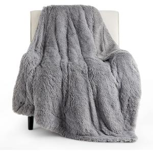 Bedsure Fuzzy Sherpa Faux Fur Twin Blanket Grey Cozy Gifts for Women Men, Soft Fleece Plush Warm Minky Thick Blanket Twin Size for Bed, Couch, Room Decor Dorm Essentials Grey Decor Gifts, 60x80