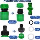 28P Garden Hose Connector Set,1/2 in Hose Quick Connectors, 1/2 in Double Male Snap Connector, and 2-in-1 3/4 in&1/2 in Faucet Hose Connector for Garden