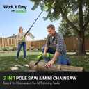 WORKIT 2-In-1 Electric Pole Saws for Tree Trimming, 8 Inch Mini Chainsaw Cordless with 2×4.0Ah Batteries, 14Ft Tree Trimmer Pole Saw, Electric Chainsaw with Auto Oiler, Tool-Free Tension