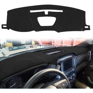 Yiz Dash Cover Mat Custom Fit for 2019-2025 Chevy Chevrolet Silverado 1500 2500HD 3500HD/2019-2023 GMC Sierra 1500 2500HD 3500HD w/o Head Up Display and Speaker Cutout,Dashboard Pad Carpet(Black) J130