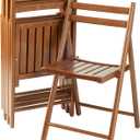 Winsome Robin Folding Chair Set of 4 in Teak, Convenient & Lightweight Portable Kitchen & Dining Chairs for Small Homes & Apartments, Indoor & Outdoor Foldable Seating
