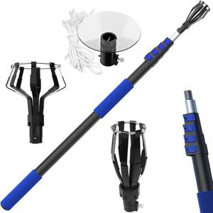 28FT Reach Light Bulb Changer Pole for High Ceilings 5-20FT Aluminum Telescopic Extension Pole + Baskets + Suction Cup Light Bulb Telescoping Remover Tool Household Extender Kit