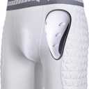COOLOMG Mens Baseball Sliding Shorts with Athletic Cup Padded Slider Shorts for Softball Football Lacrosse Field Hockey (Medium, White)