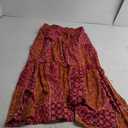 Happy Sailed Womens Floral Print Boho Maxi Skirt Elastic High Waist Pleated Ruffle Flowy Long Skirts M-L Print Red