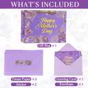 3 x Xustanina 13" Large Rose Purple Gift Bag Set, With Gilded Floral Pattern, Envelope, Greeting Card and Tissue Paper, Suitable for Mother's Day, Birthday, Wedding and Anniversary