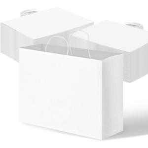 OUTUXED 110pcs 16x6x12 Inch White Paper Bags with Handles, Kraft Large Paper Gift Bags Bulk for Small Business, Merchandise, Gifts, Shopping, Grocery