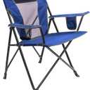 GCI Outdoor Comfort Pro Camping Chair | Collapsible Folding Chair with Durable Armrests, Drink Holder & Portable Carry Bag Heathered Royal