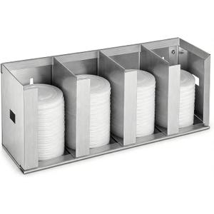 4 Compartment Cup And Lid Holder, Adjustable Stainless Steel Organizer Rack for Disposable Coffee Cup Covers, Countertop Organizer with Screws and Screwdriver (4 Compartment)