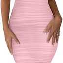 BEAGIMEG Women's Sexy Bodycon Sleeveless Ruched Mesh Club Party Midi Dress, Size: XL