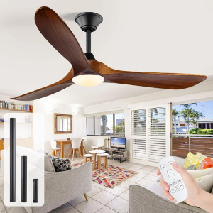 Farmhouse Rustic ceiling fan with light, 60 inch Outdoor Morden Large Ceiling Fan for Patio, 3 Blades Large Airflow Ceiling Fan with Dimmable LED Light DC Reversible Quiet Motor & for Bedroom Sunroom