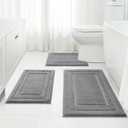 HOMEIDEAS Bathroom Rugs Sets 3 Piece, Super Soft and Absorbent Non Slip Microfiber Toilet Bath Mat with U-Shaped (Grey) (1'4" x 2'8" (16"x24"+20"x32"+U Shape 20"x24"))