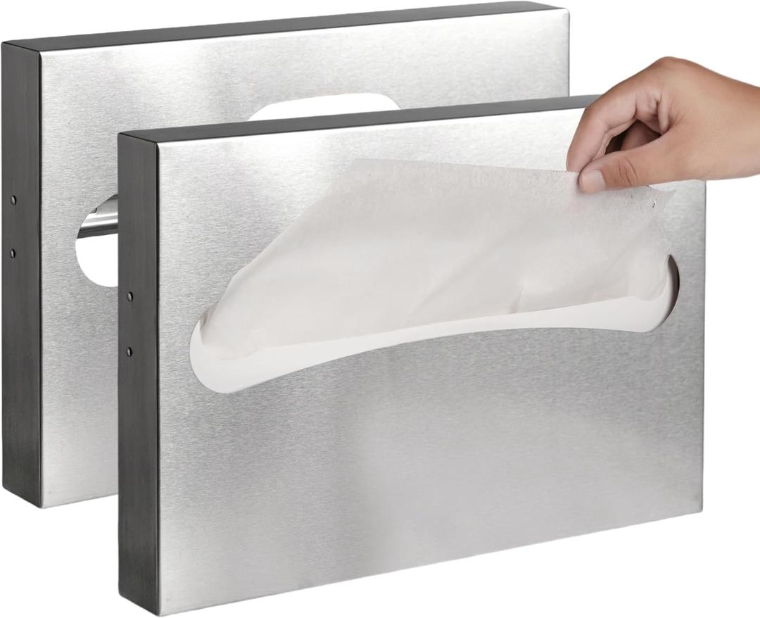 Desyeryamimi 2 Pack Toilet Seat Cover Dispenser,Commercial Stainless Steel Brushed Toilet Seat Cover Holder for Disposable Toilet Seat Covers Wall Mount for Bathroom Restroom