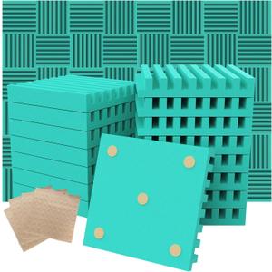 Sound Proof Foam Panels for Walls1" X 12" X 12" Acoustic Foam Panels Insulation Studio Soundproofing Fire Resistant Noise Absorbing for Studio, Office, Home Blue(DK-L 12" X 12" X 1", 48PACK)