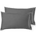 Nestl Soft Pillow Shams Set of 2 - Double Brushed Microfiber Pillow Covers - Hotel Style Premium Bed Pillow Cases, with 1.5” Decorative Flange, King 20"x36" - Gray