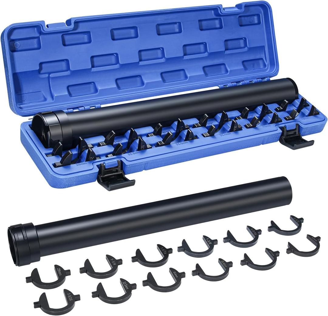 Inner Tie Rod Removal Tool Master Inner Tie Rod Tool Set with 12 Crowfoot Adapters 1/2 Inch Drive Tube for Tie Rod Removal and Installation (Blue)