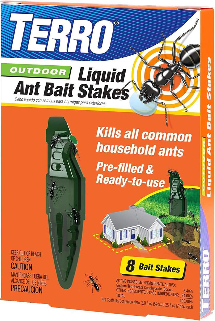 TERRO Liquid Ant Baits - T1813 - Outdoor Ready-to-Use Terro Traps, Kills Household Ants, 8 Bait Stakes
 - 2 Pack, Granule TERRO Liquid Ant Baits - T1813 - Outdoor Ready-to-Use Terro Traps, Kills Household Ants, 8 Bait Stakes
 - 2 Pack, Granule