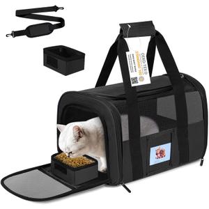 SECLATO Cat Carrier, Dog Carrier, Pet Carriers Airline Approved for Kitten Small Dogs Carriers for Small Medium Under 15lbs, Collapsible Soft Sided Cat Carrier, Black