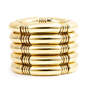 Gold Chunky Bangles Bracelets For Women 14k Gold Plated Stack Layered Curved Bamboo Tube Stretch Bracelets Gift Jewelry