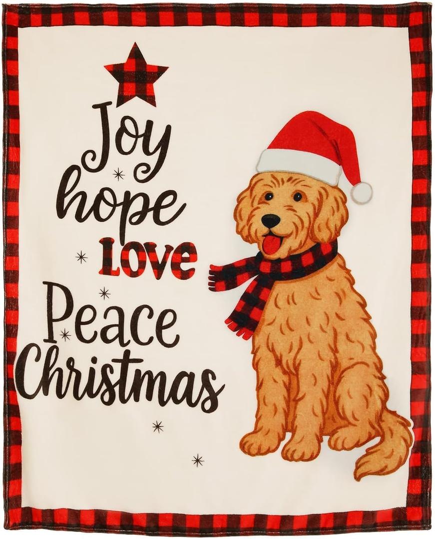 Cozy Christmas Throw Blanket, Christmas Decorations Gifts for Women, Print Fleece Winter Holiday Blanket, Fluffy Cozy Soft Christams Throws for Couch Sofa Bed, 50" X 60" (Red Scarf Teddy)
