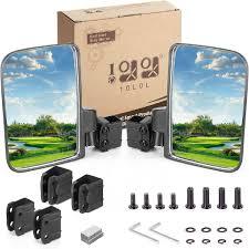 10L0L Golf Cart Mirror, Extra Large Side Rear View Universal for Yamaha, Club Car, EZGO, Folding Adjustable 180 Degree, L