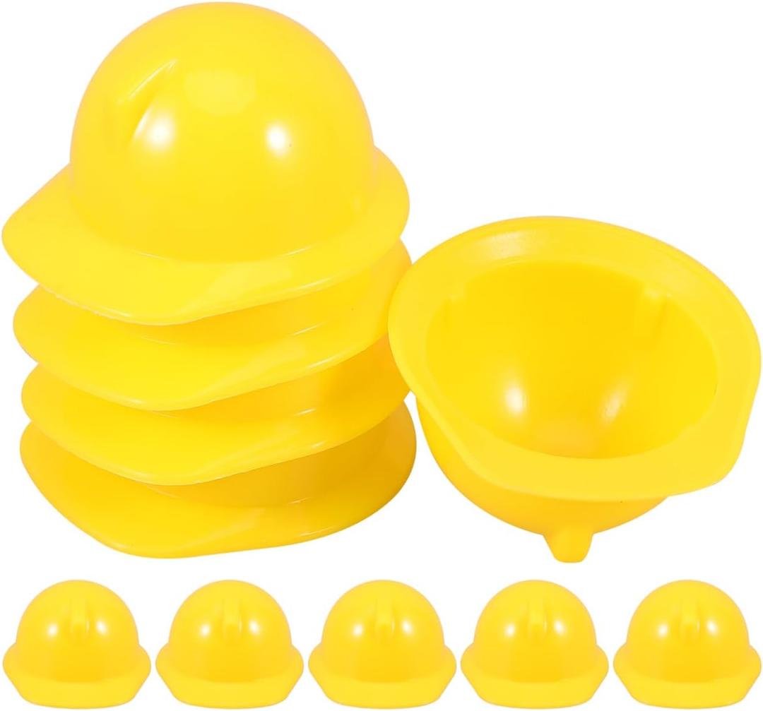 2 x 10 Pack Dollhouse Toy Construction Hard Hats, Bulk Plastic Worker Kids Party Hat, Birthday for Construction Birthday Party, Childrens Engineer,Building Dress Up Cap, Theme Favors (Yellow)