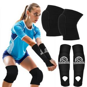 CIATBYYJ Volleyball Knee Pads and Volleyball Arm Sleeves Set for Youth Girls, Volleyballs Arm Pads with Protection Foam Pad and Thumb Hole, Padded Volleyballs Arms and Knee Sleeves for Teens