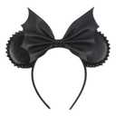 JIAHANG PU Mouse Ear Black Headband with Rivet, Halloween Bat Hair Bow Hairband, Festival Masquerade Party Decoration Role Play Headwear for Women Girls