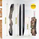 Recurved Wooden Takedown Archery Bow 62" Hunting Bow - Arrows Quiver Bag and Bow Stringer Tool Included - Right & Left-Handed 25-55 LBS Draw Weight, 35LB