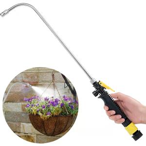 Mist Watering Wand For Hanging Baskets,25 Inch Spray Wand With Adjustable Nozzle, Car Pet Window Cleaning Tool, Great For Watering Seedbeds, Hanging Plants, Deck Plants.90-degree curved nozzle