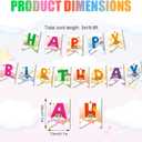 Cute Bear Themed Happy Birthday Banner, Pre-Strung Rainbow Cloud Sun Star Theme Party Decoration Colorful Cartoon Banner for Boys Girls Birthday Baby Shower Supplies