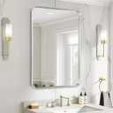 Fabuday Bathroom Wall Mirror Rectangle - 36x24 Inch Large Over Sink Framed Mirror Silver, Rectangular Brushed Mirrors Hanging for Bedroom, Restroom, Living Room, Entryway Decor