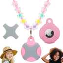Airtags Holder Airtags Necklace Kid Adult, Airtags Kids Hidden | Adjustable Air Tag Necklace Kids, Adults | Waterproof Airtags Case (Blossom)