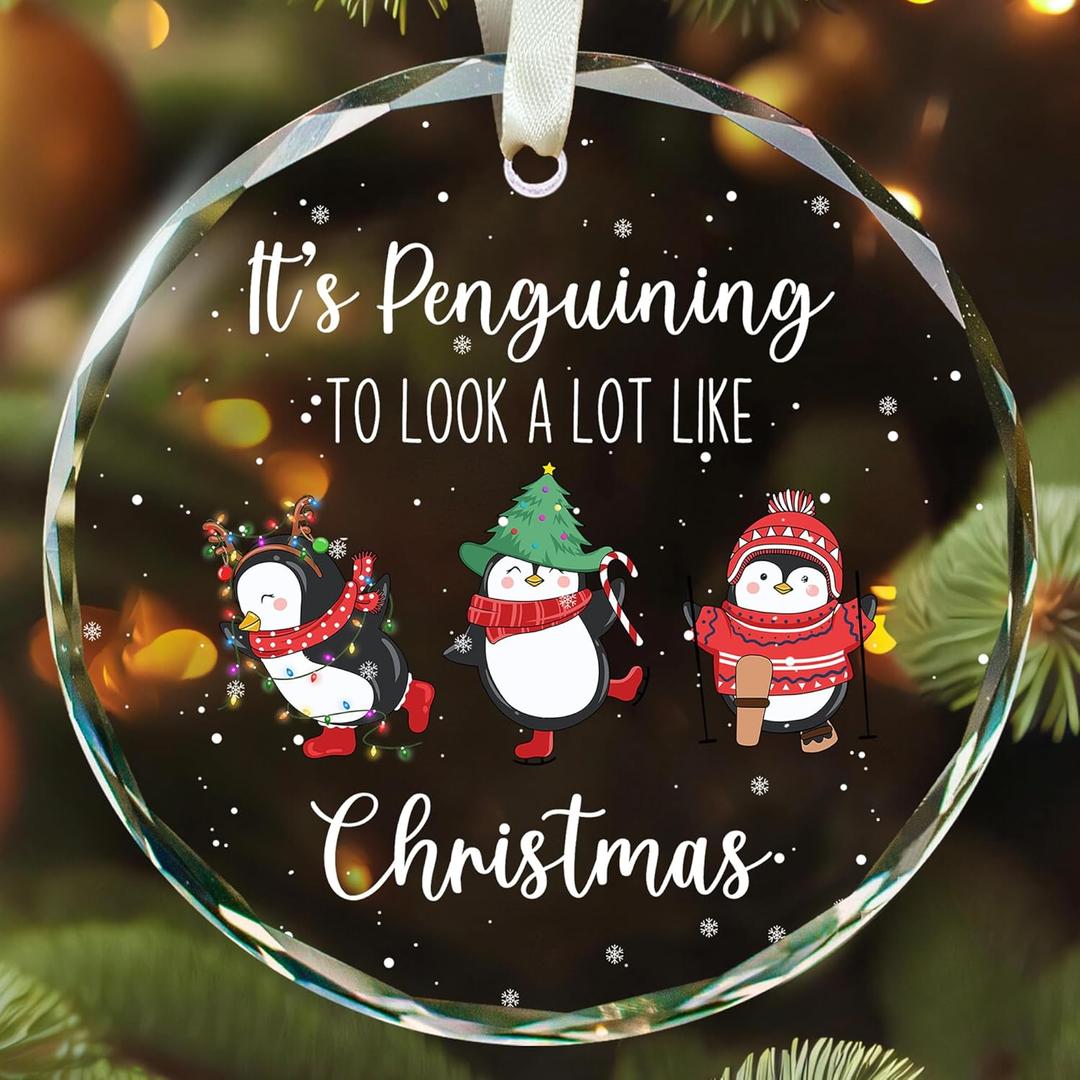 2 x Penguin Ornament - Penguin Gifts for Women, Men, Lovers, Girls - Cute Penguins Ornaments for Christmas Tree, Funny Ornaments for Tree - Glass Christmas Ornament 2025