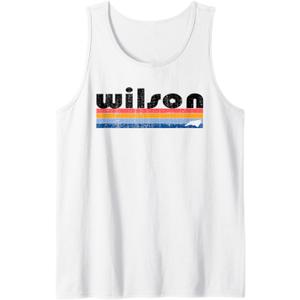 Vintage 80s Style Wilson, NC Tank Top (White, S)