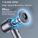 Hair Dryer, Negative Ionic Blow Dryer with 110,000 RPM Brushless Motor for Fast Drying, Professional High-Speed Hairdryer, Low Noise with LED Light Temp Display for Home, Travel, Salon (Dark Grey)