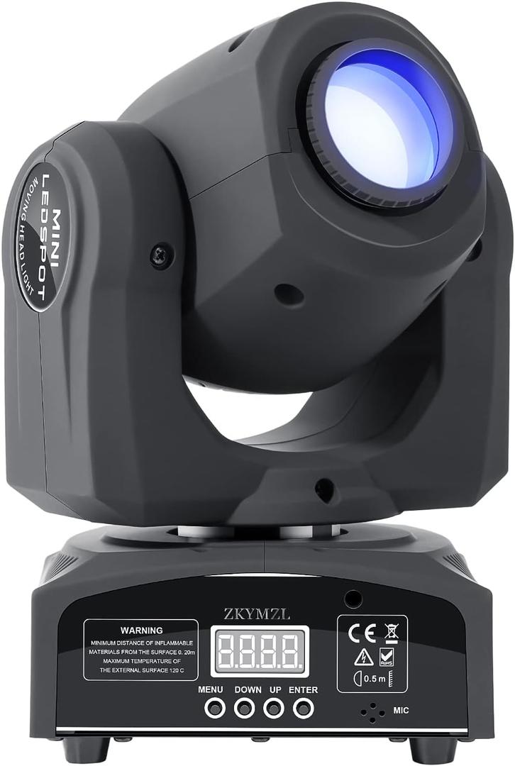 ZKYMZL 25W LED Moving Head DJ Lights - 8 Gobos, 8 Colors, 9/11 Channels, DMX 512, Sound Activated Mini Spot Stage Lighting for Parties, Wedding, Disco, Events... (Brown)
