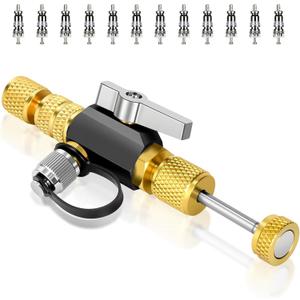 2026 Upgrade Vacuum-Rated Valve Core Removal Tool, 2 Sizes 1/4 and 5/16 in 1 Tool, For A2L Refrigerant, Mega Flow Vacuum-Rated Core Removal Tool,20 Microns Vacuum, Fast Recovery&Evacuation