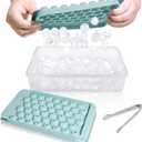 WIBIMEN Ice Cube Tray with Lid and Bin - Round Ice Trays for Freezer with Lid - Ice Cube Trays for Freezer with Ice Container (0.8"-2PACK Blue)