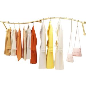 Gold Clothing Rack for Boutiques, Wall Mounted Retail Display Garment Rack for Houseware, Chrome Rolling Racks for Clothes Stores and Commercial (31.49in)