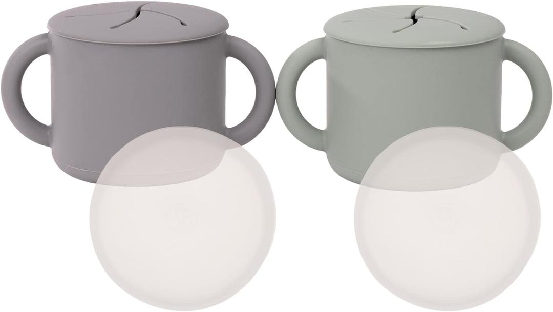 WeeSprout Snack Containers, Food Grade Silicone Cups, Spill-Proof Tops For Toddlers and Babies, Premium Hard Plastic Travel Lids, Dishwasher Safe, Set of 2 Snack Catchers (Matte Gray, Matte Green) WeeSprout Snack Containers, Food Grade Silicone Cups, Spill-Proof Tops For Toddlers and Babies, Premium Hard Plastic Travel Lids, Dishwasher Safe, Set of 2 Snack Catchers (Matte Gray, Matte Green)