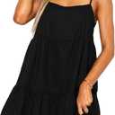 Babydoll Dress for Women Spaghetti Strap Swing Dresses Sleeveless Short Flowy Dress Summer Loose Sundress, 2XS 